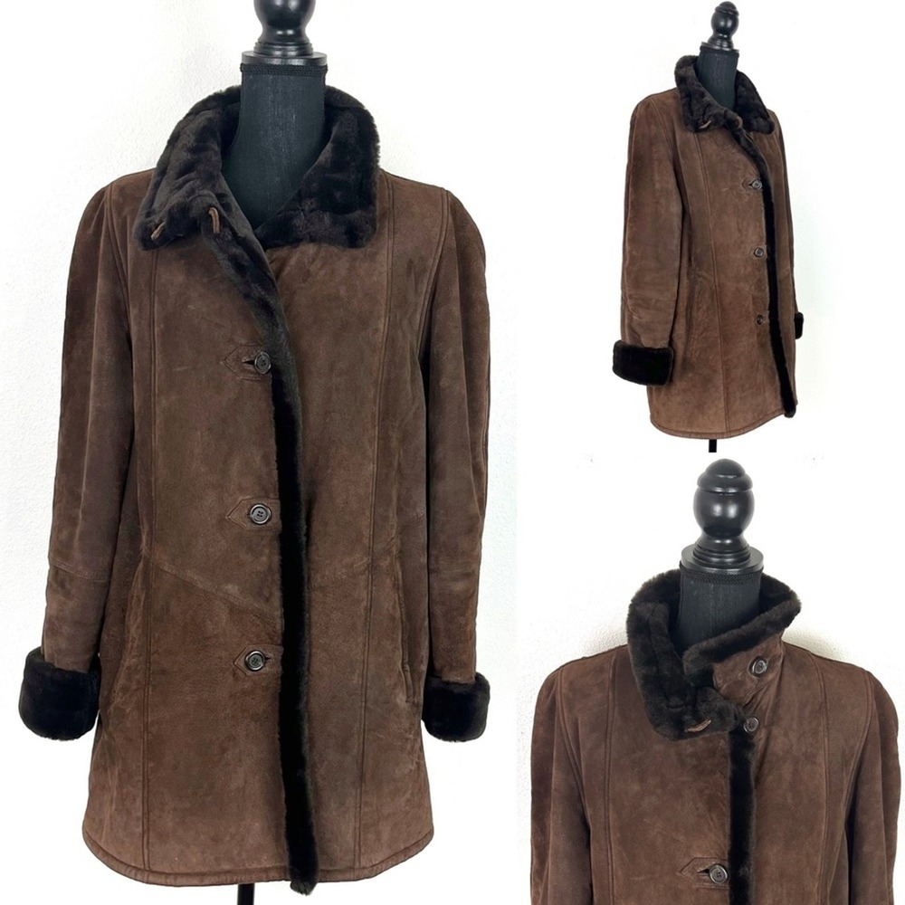 Vintage Women's Coat Penny Lane Suede Leather Brown